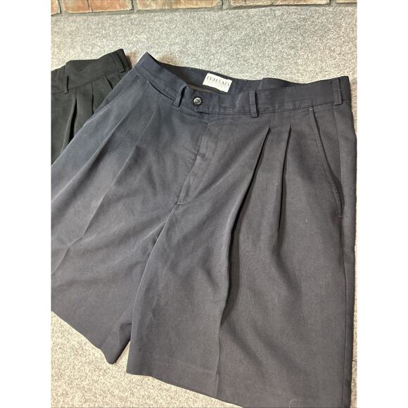 2 Pr. Tehama Shorts Navy /black Clint Golf Rayon Blend 8” Inseam Men's 36 Pleats - Picture 2 of 14